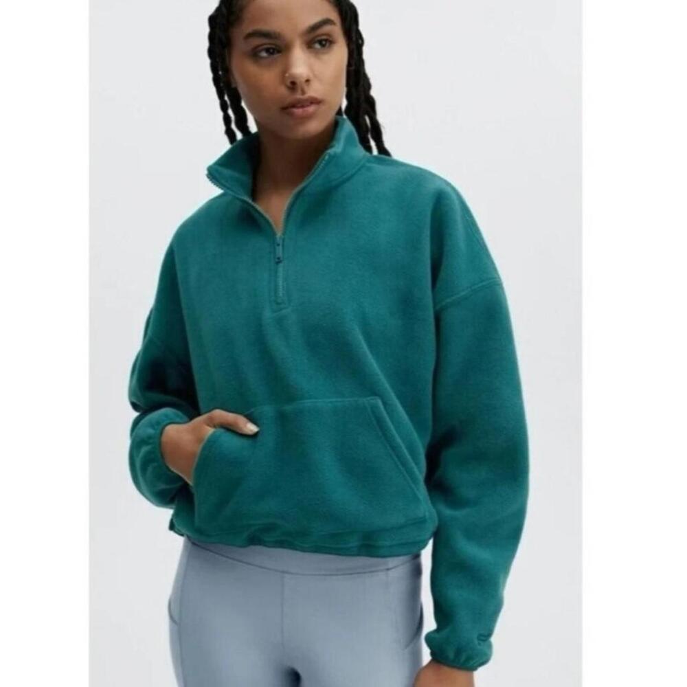 Fabletics Rayne Polar Fleece 1/4 Zip • Teal • Recycled Fleece • Size M